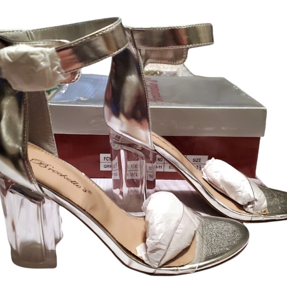 Breckelles Shoes - Breckelles Tango II Silver & Clear Heel Size 7.5